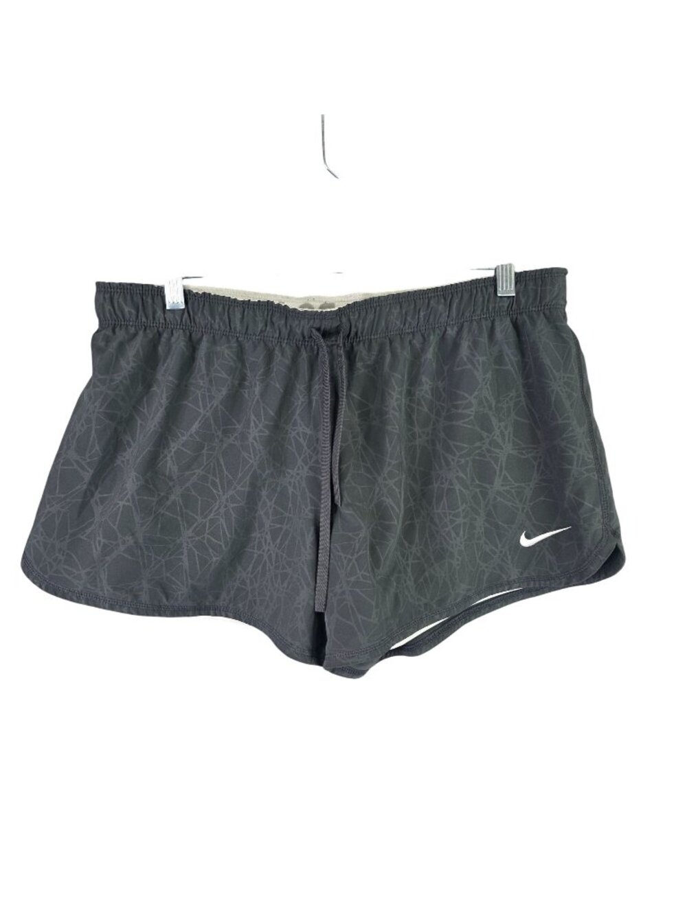 Womens Nike Dri-FIT Gray Print Athletic Shorts Drawstring Lined 4" Inseam Size M